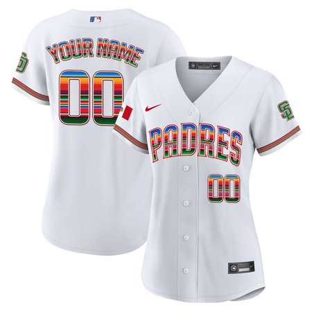 San Diego Padres Mexico Cool Base Women White Limited Custom Jersey